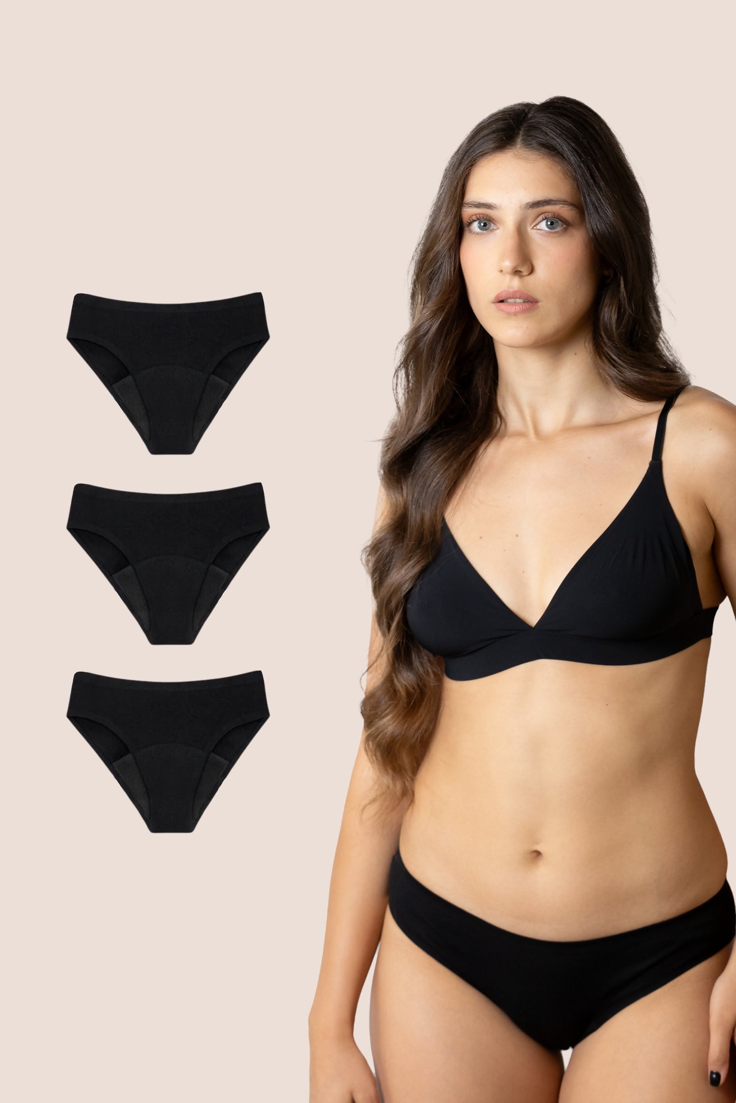 BRAGA SIN COSTURAS NEGRA ADULTA PACK 3