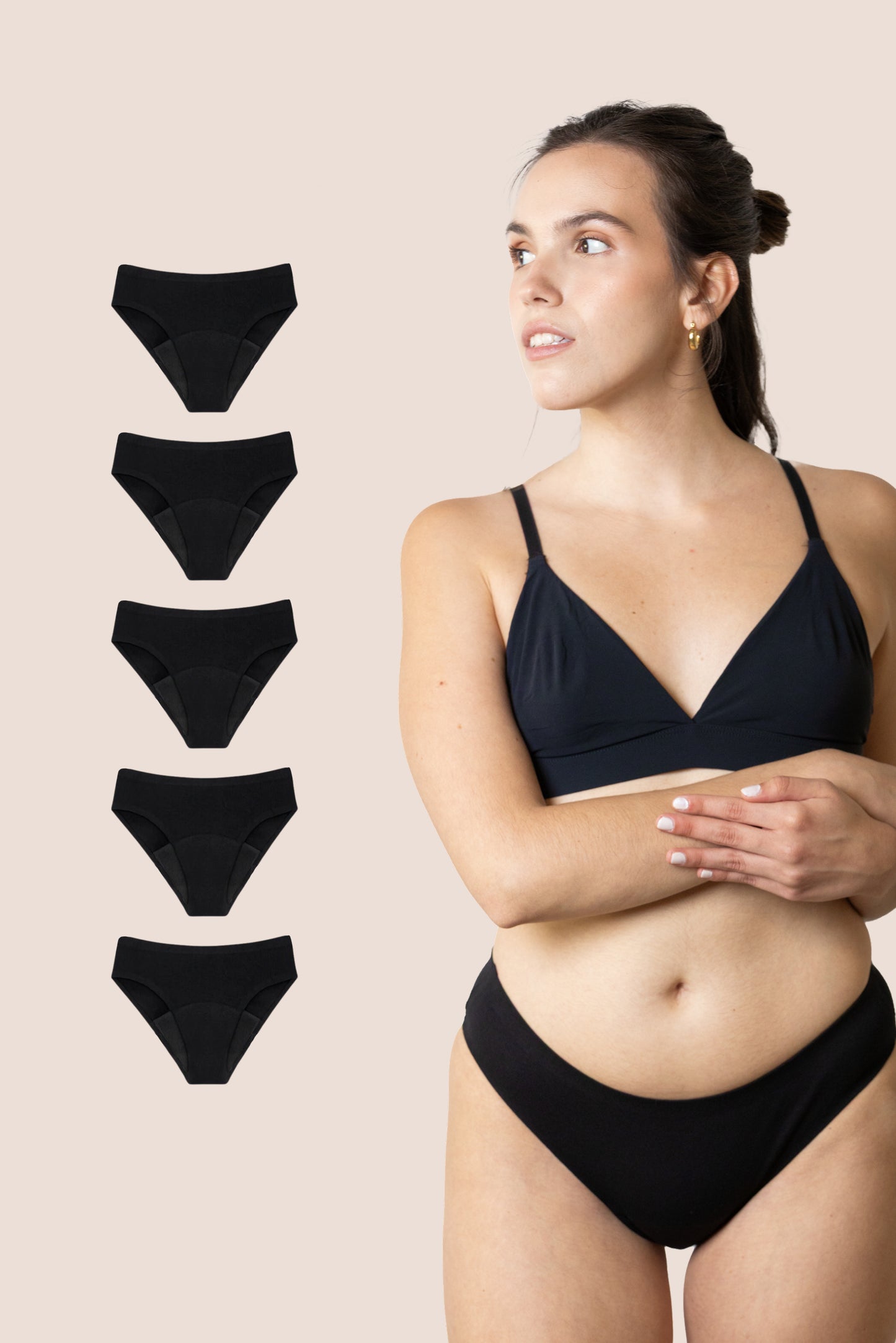 BRAGA SIN COSTURAS NEGRA NINA pack 5