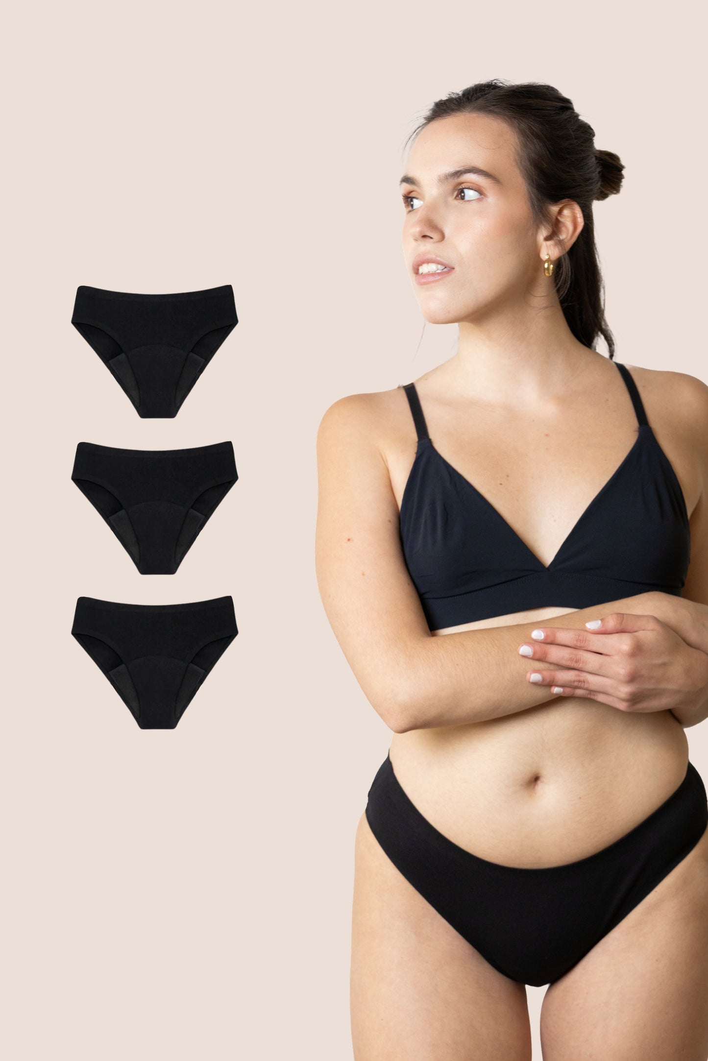 BRAGA SIN COSTURAS NEGRA NINA pack 3