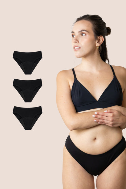 BRAGA SIN COSTURAS NEGRA NINA pack 3