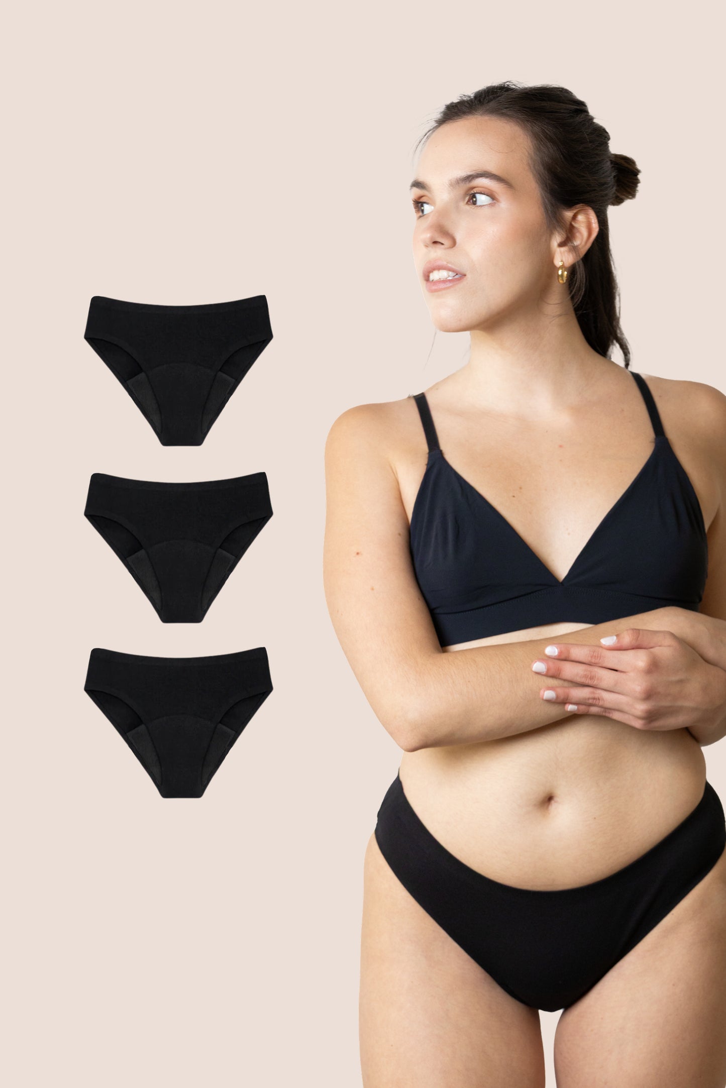 BRAGA SIN COSTURAS NEGRA NINA pack 3