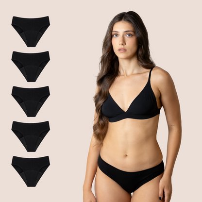 BRAGA SIN COSTURAS NEGRA ADULTA PACK 5