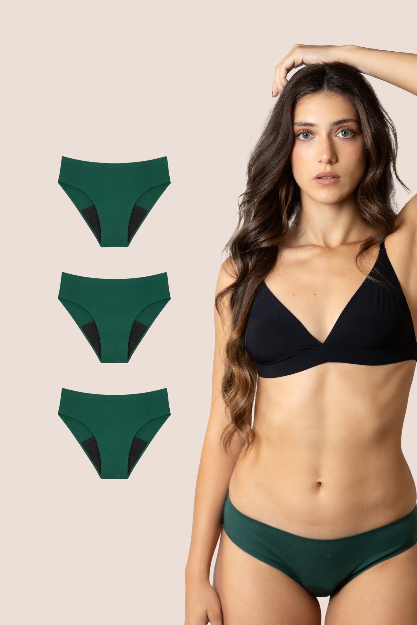 BRAGA SIN COSTURAS VERDE ADULTA PACK 3