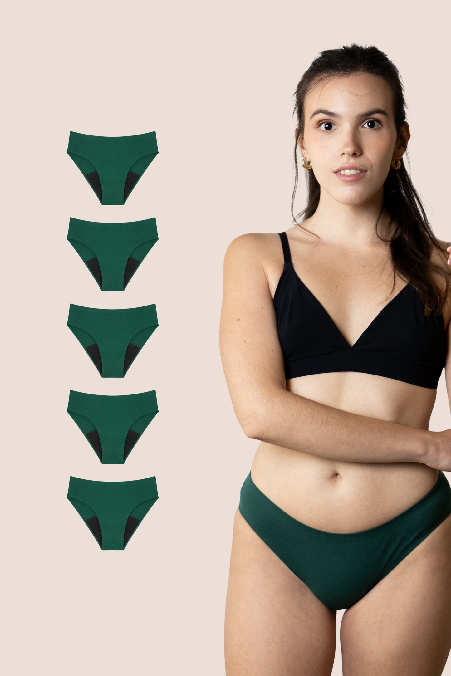BRAGA SIN COSTURAS VERDE NINA pack 5