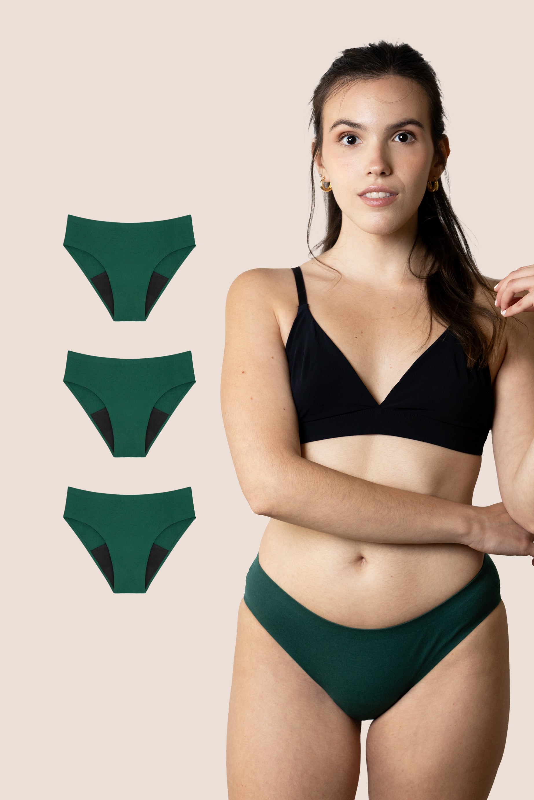 BRAGA SIN COSTURAS VERDE NINA pack 3