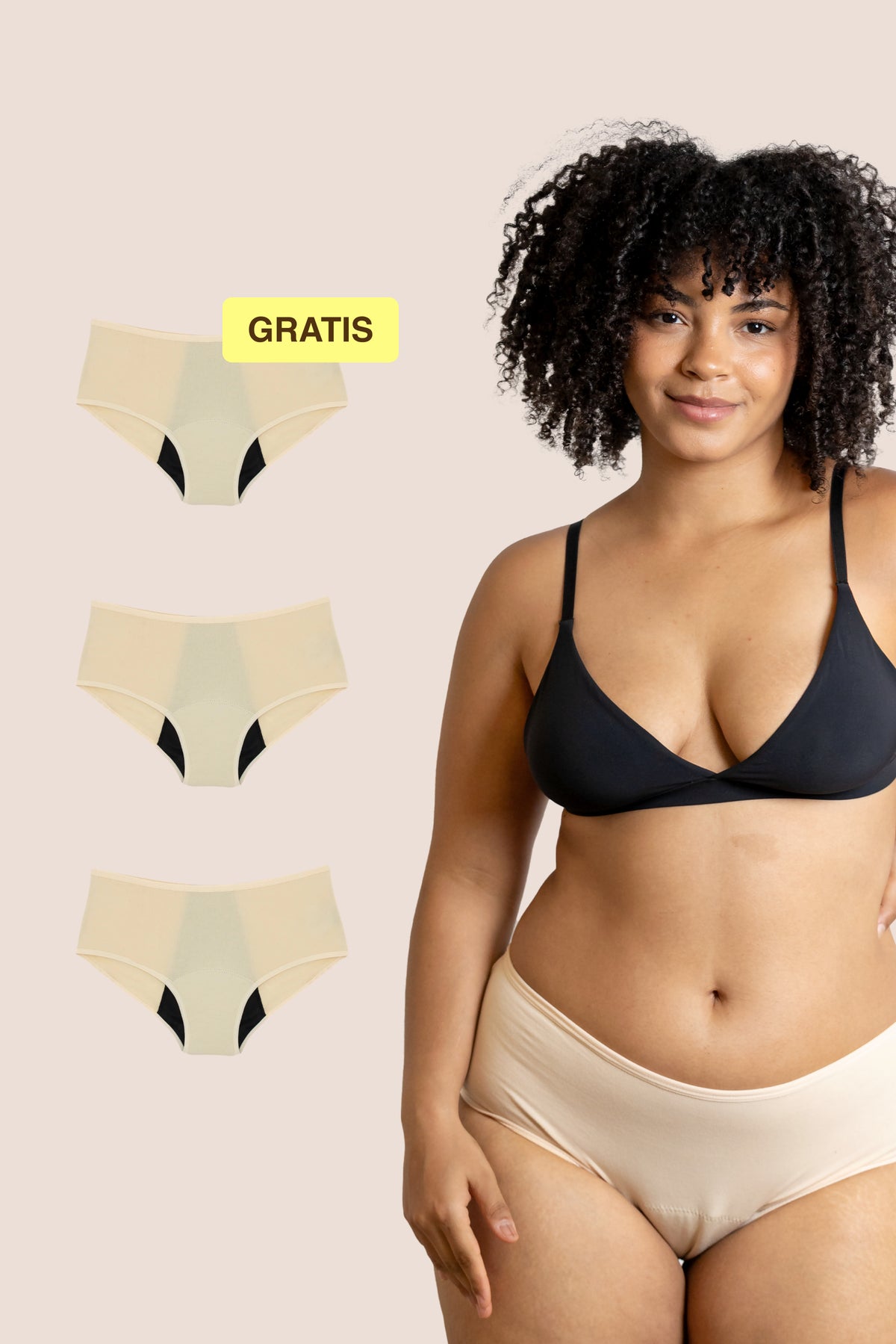 Bragas Menstruales | Tiro Alto | Beige