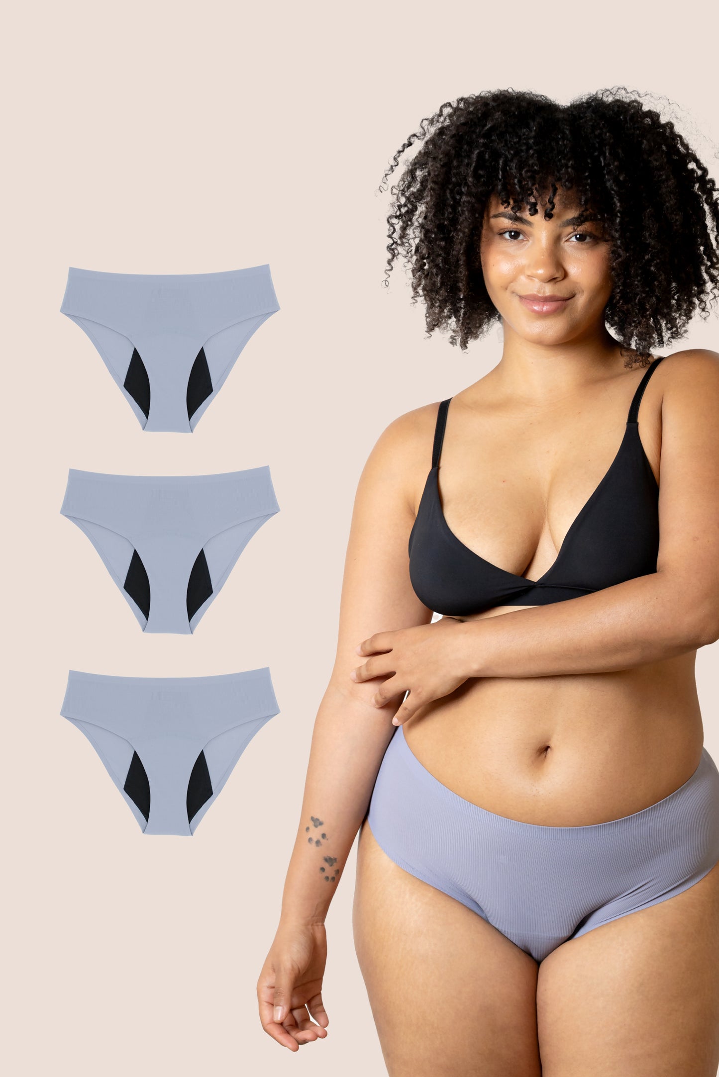 BRAGA TIRO ALTO SIN COSTURAS LAVANDA ADULTA pack 3