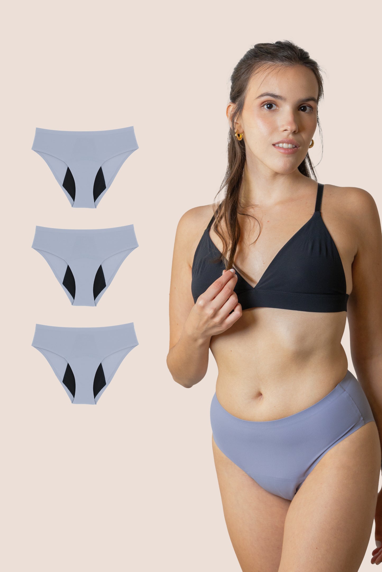 BRAGA TIRO ALTO SIN COSTURAS LAVANDA NINA PACK 3