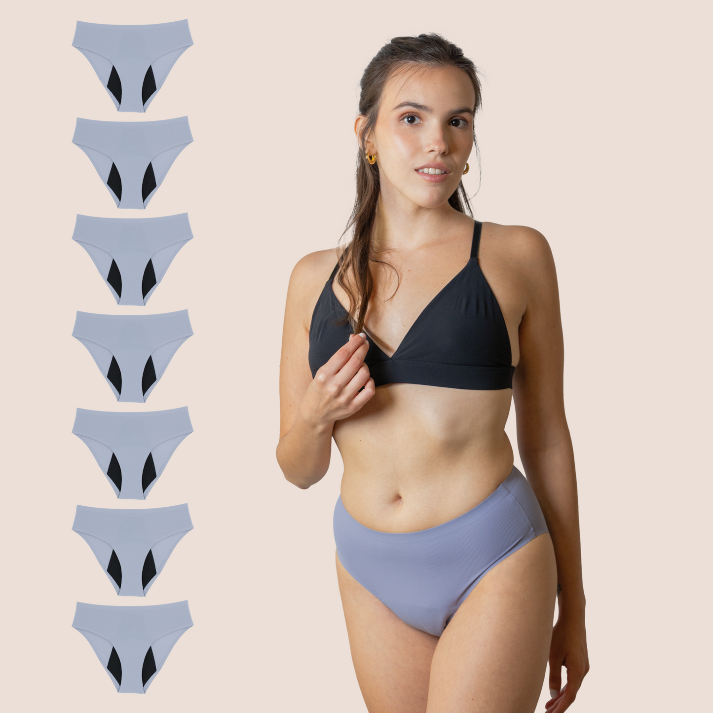 BRAGA TIRO ALTO SIN COSTURAS LAVANDA NINA PACK 7