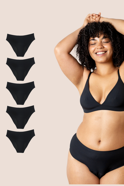 BRAGA TIRO ALTO SIN COSTURAS NEGRA ADULTA pack 5