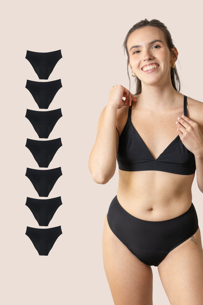 BRAGA TIRO ALTO SIN COSTURAS NEGRA NINA PACK 7