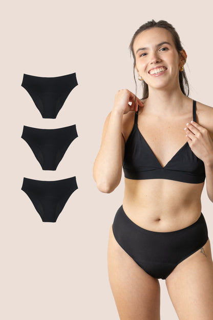 BRAGA TIRO ALTO SIN COSTURAS NEGRA NINA PACK 3