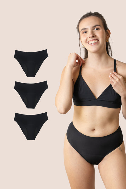 BRAGA TIRO ALTO SIN COSTURAS NEGRA NINA PACK 3