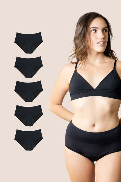 BRAGA TRANSPIRABLE NEGRA NINA PACK 5