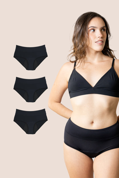 BRAGA TRANSPIRABLE NEGRA NINA PACK 3