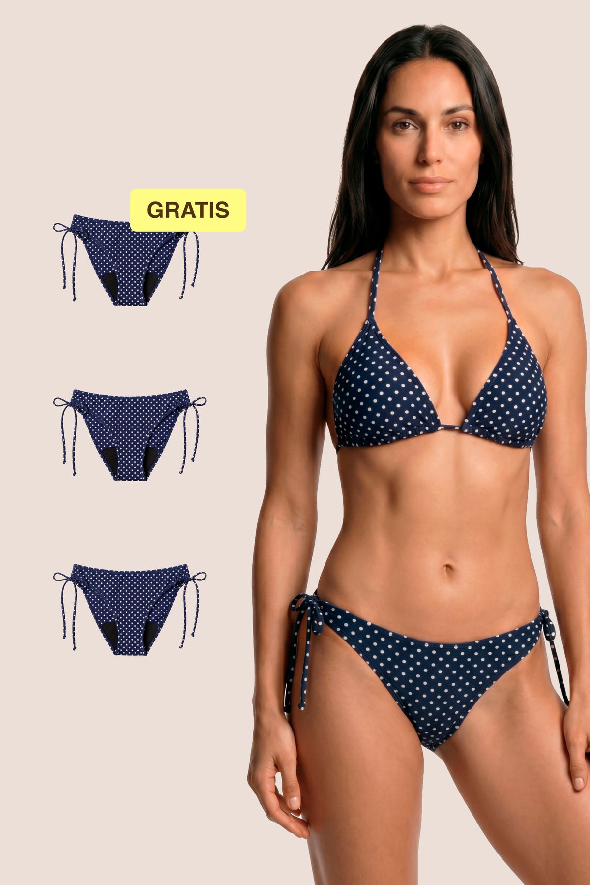 Bikini Menstrual | Brasileño con Nudo | Blue polka dot
