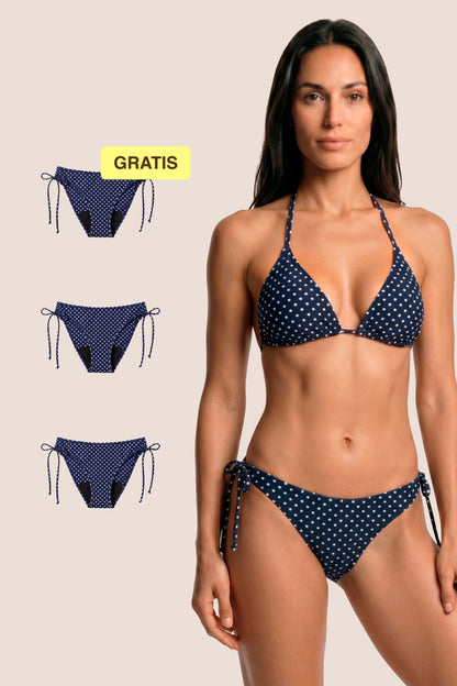 Bikini Menstrual | Brasileño con Nudo | Blue polka dot