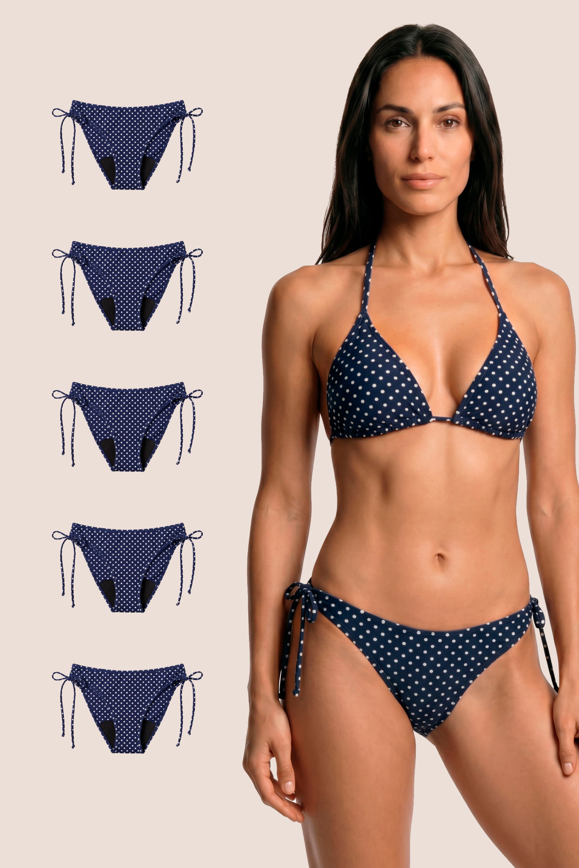 Bikini Menstrual Mujer Blue polka dot Brasileño Pack 5 General