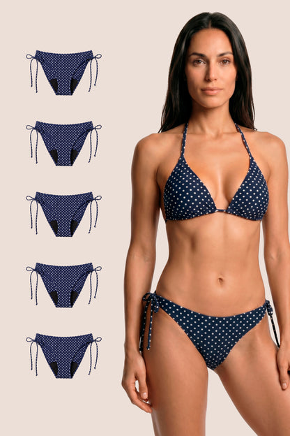 Bikini Menstrual Mujer Blue polka dot Brasileño Pack 5 General
