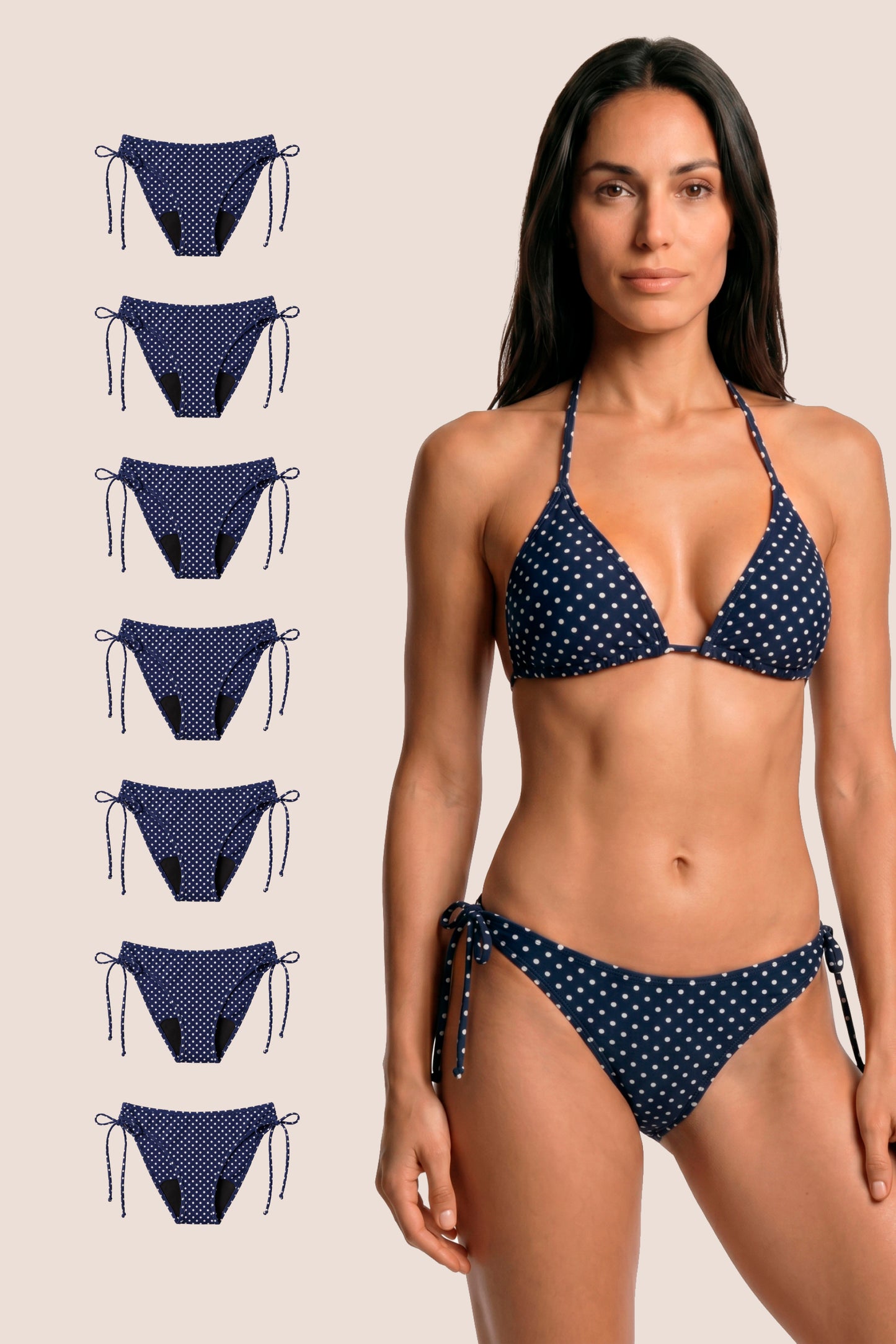 Bikini Menstrual Mujer Blue polka dot Brasileño Pack 7 General