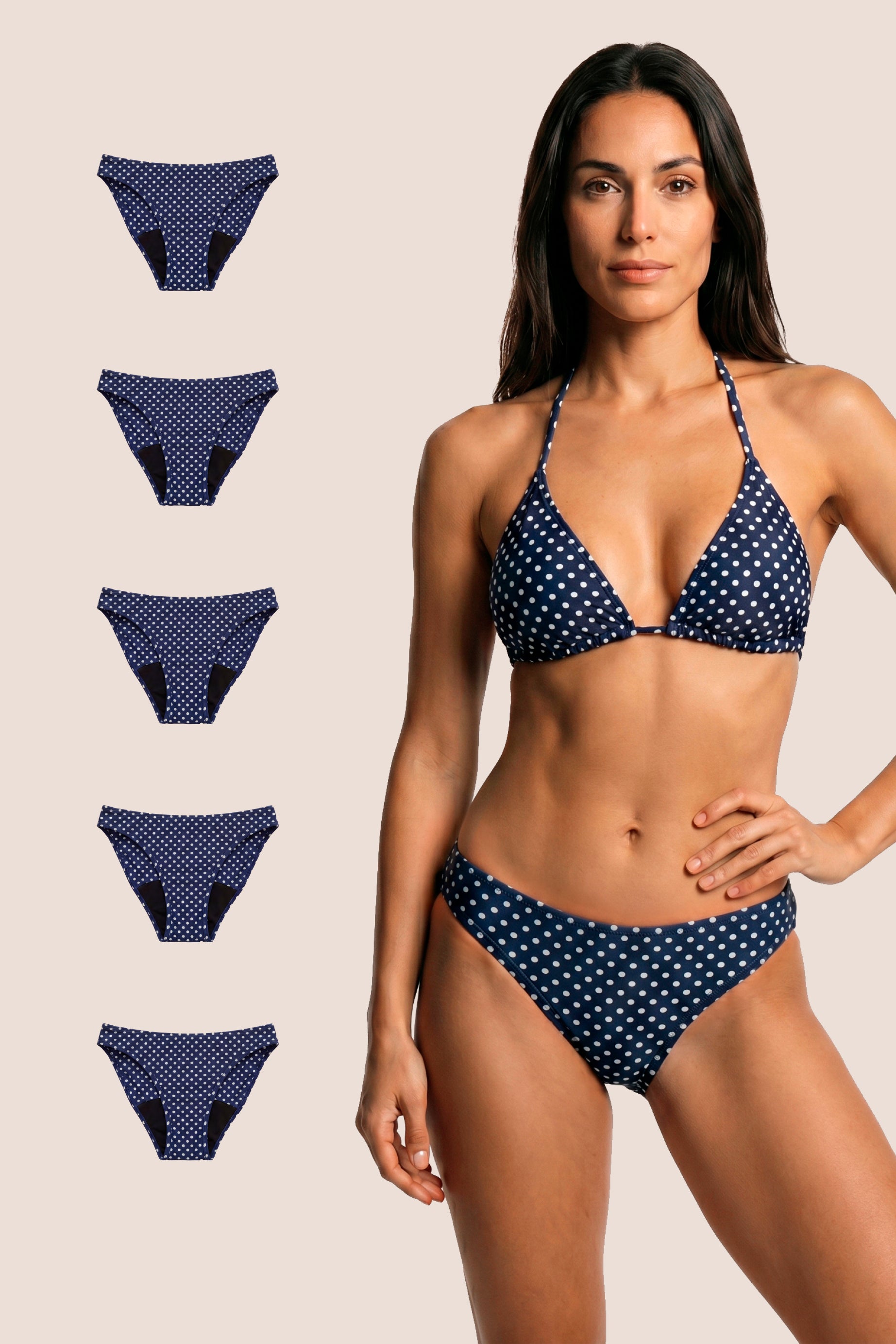 Bikini Menstrual Mujer Blue polka dot Clasico Pack 5 General