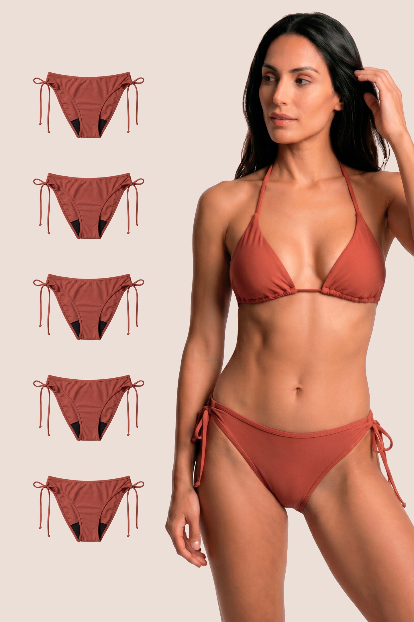 Bikini Menstrual Mujer Coral Brasileño Pack 5 General