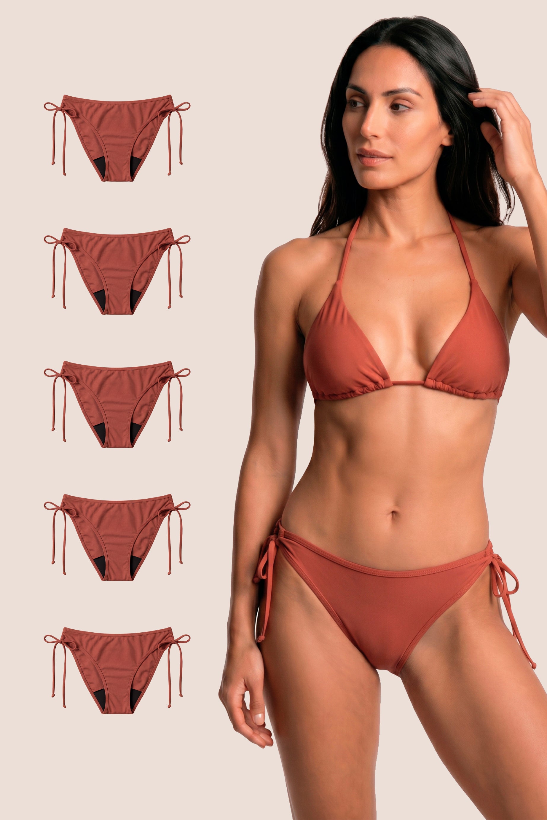 Bikini Menstrual Mujer Coral Brasileño Pack 5 General