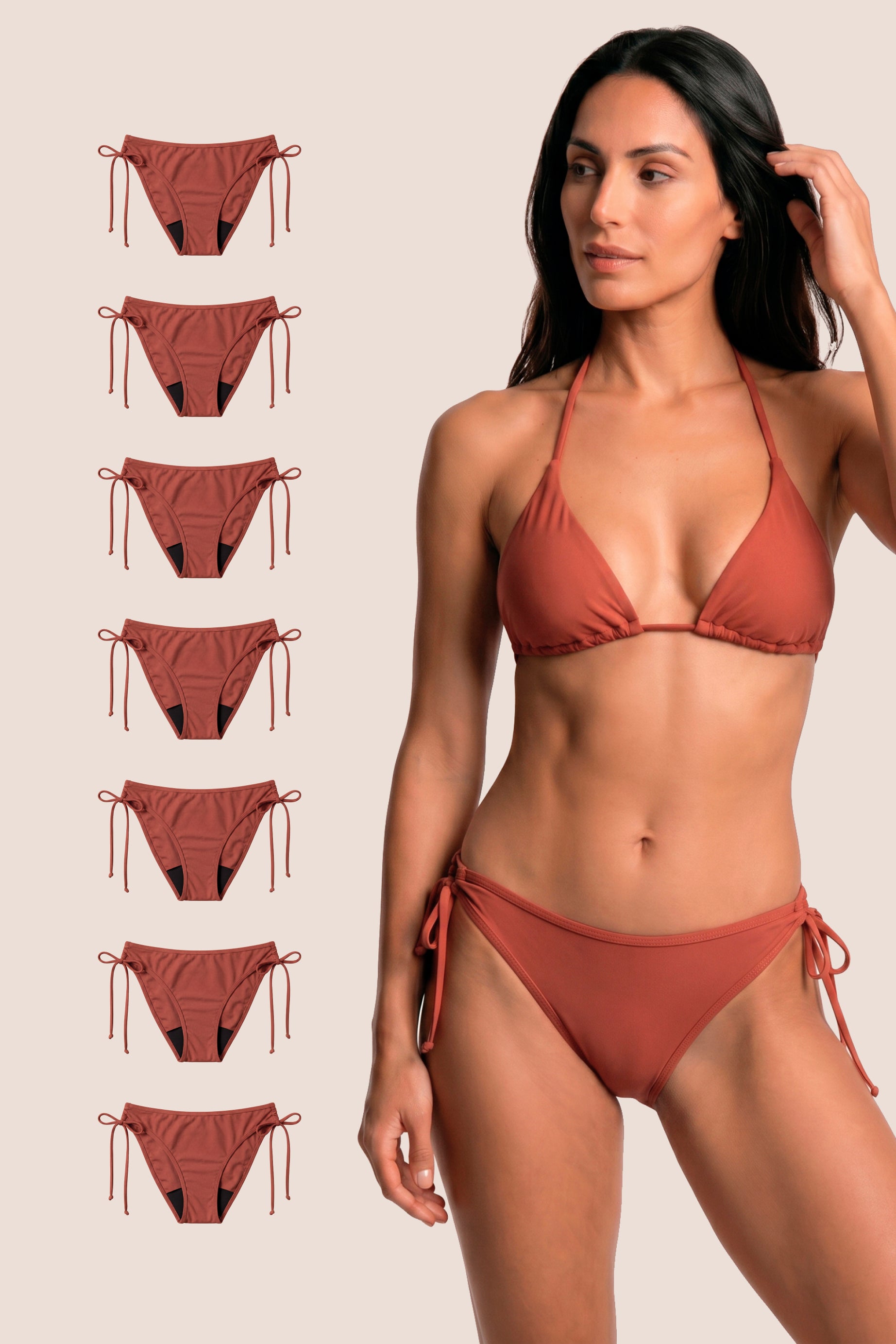 Bikini Menstrual Mujer Coral Brasileño Pack 7 General