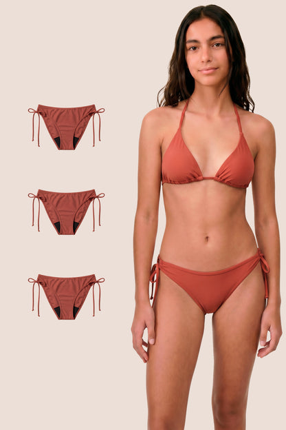 Bikini Menstrual Niña Coral Brasileño Pack 3 General