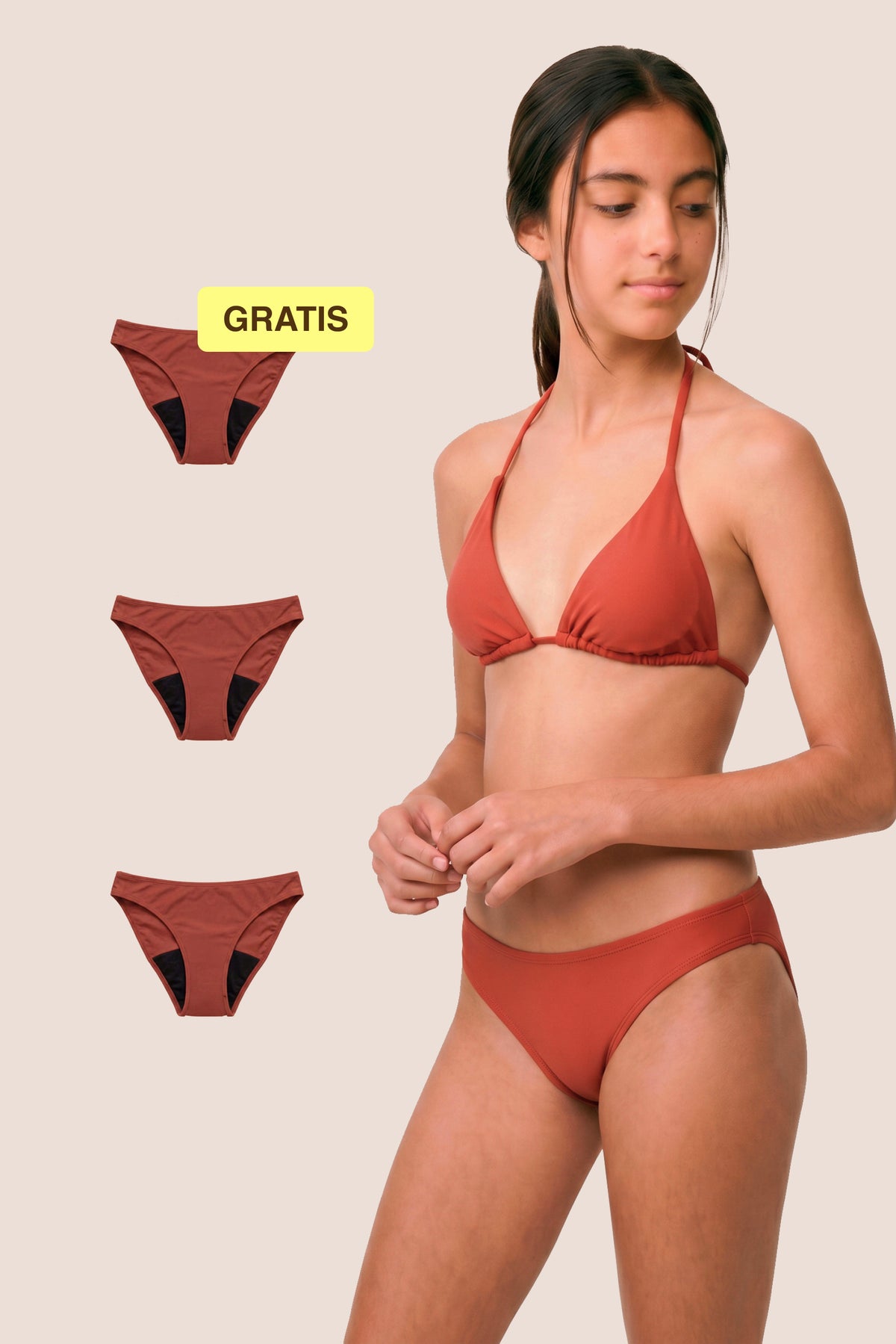 Bikini Menstrual para niñas | Clásico | Coral