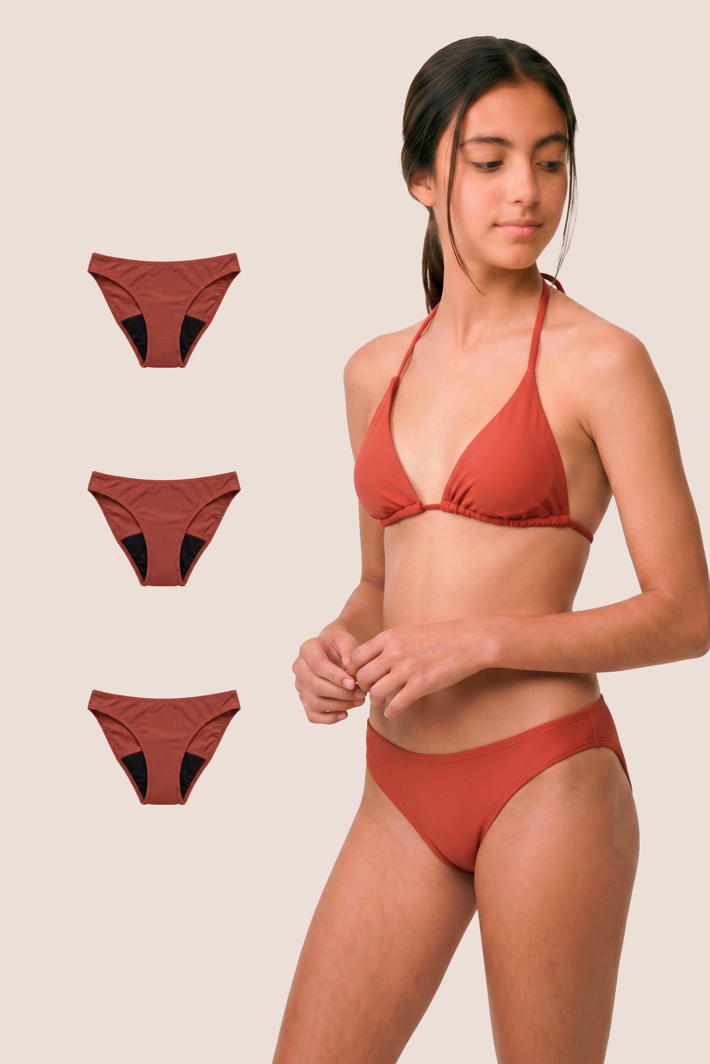 Bikini Menstrual Niña Coral Clasico Pack 3 General