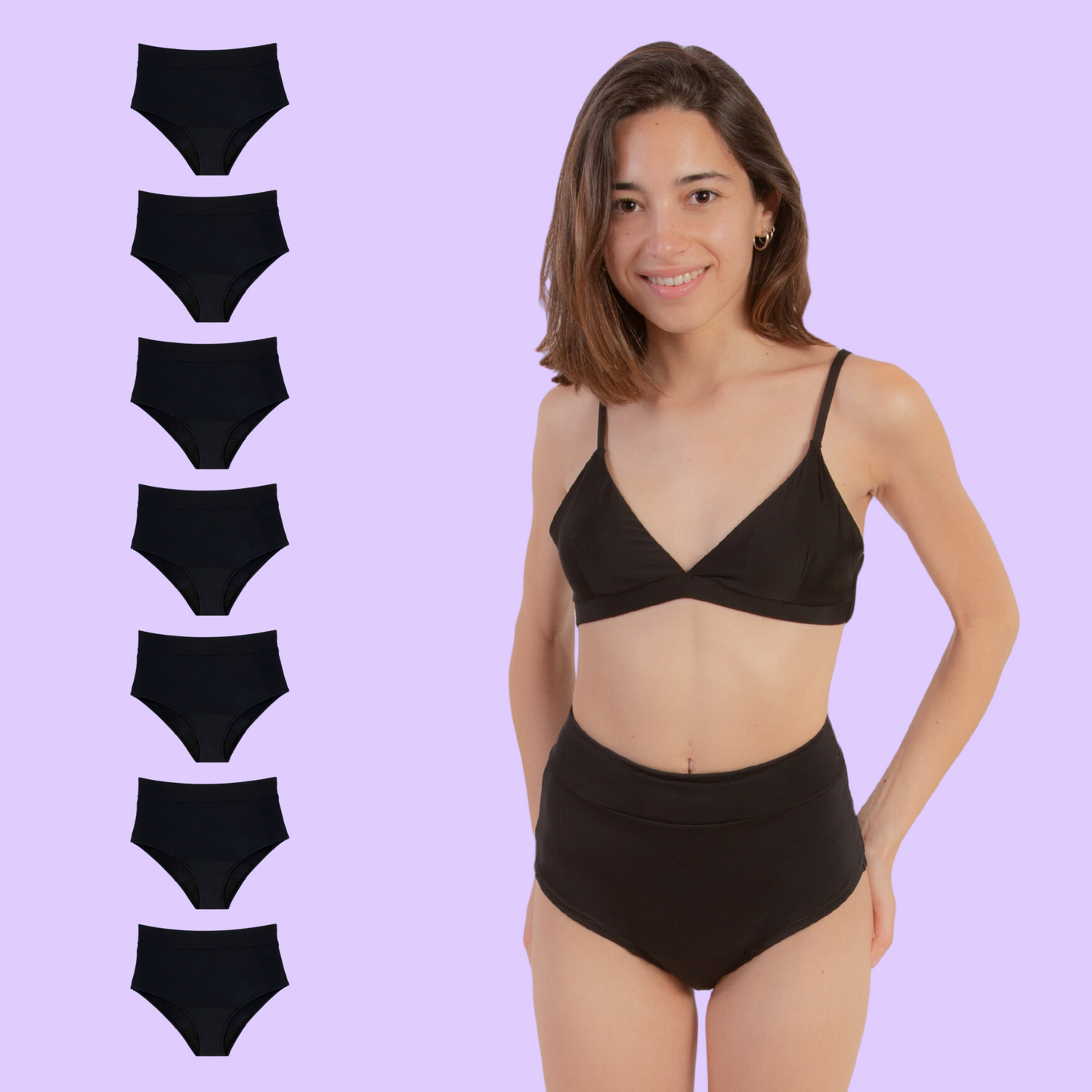 Bikini Menstrual para Niñas tiro alto pack 7