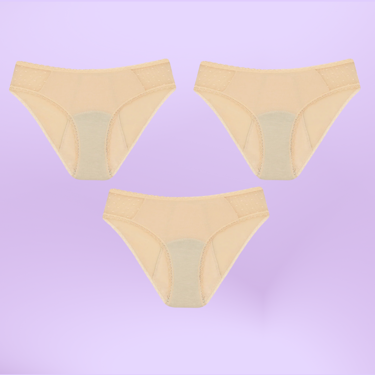 Bragas Menstruales para niñas con Transparencia | Beige