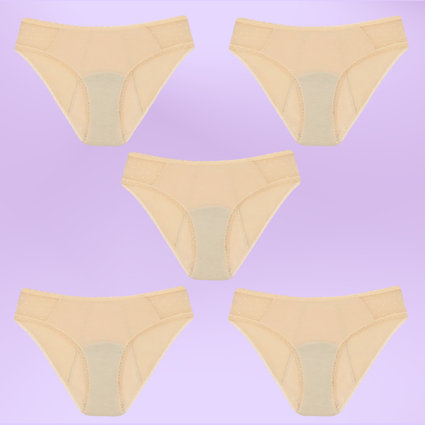 Bragas Menstruales para niñas con Transparencia | Beige