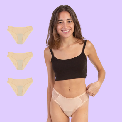 bragas transparencia niña beige pack 3