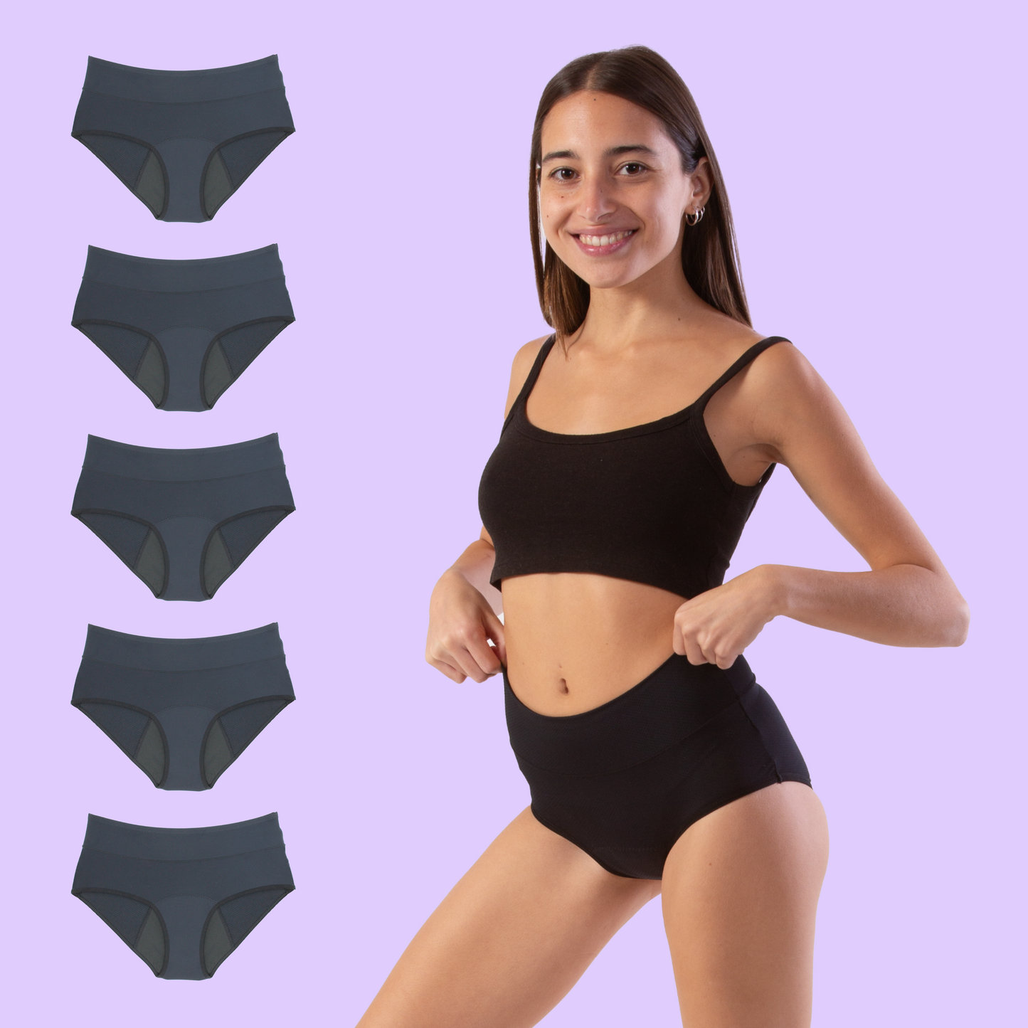 bragas menstruales transpirable niñas pack 5