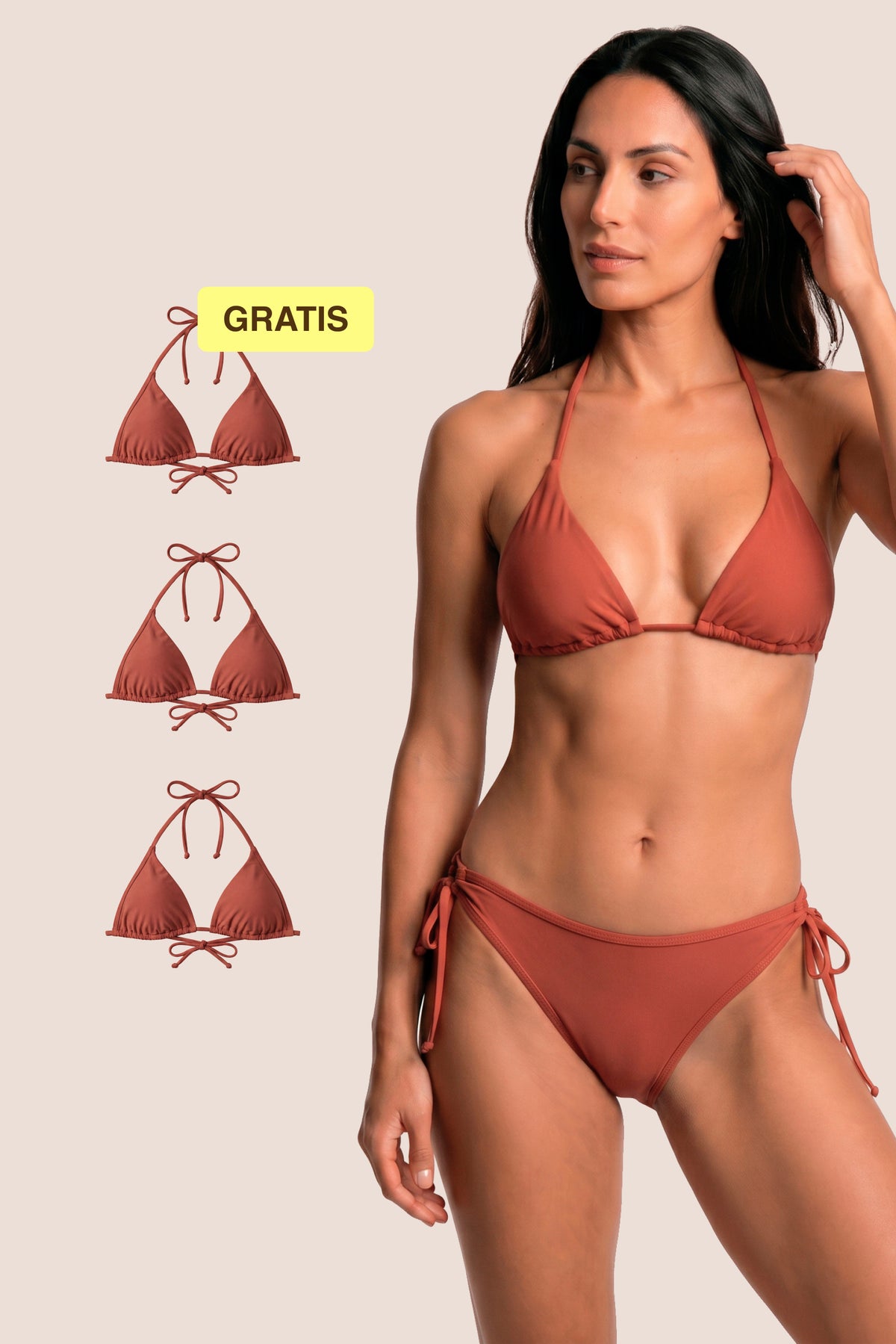 Top Bikini | Triangular con Relleno | Coral